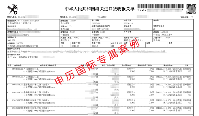 斯里蘭卡茶葉進(jìn)口案例